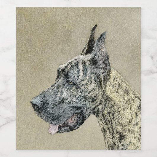 Great Dane (Brindle) schilderen - Oorspronkelijke  Wijn Etiket (Enkel label)