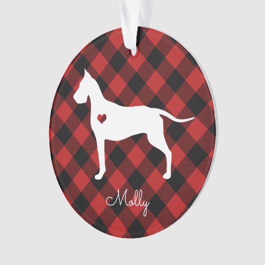 Great Dane Christmas Plaid Chien Nom Photo (devant)