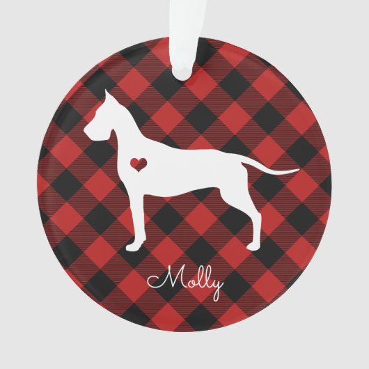 Great Dane Christmas Plaid Chien Nom Photo (devant)