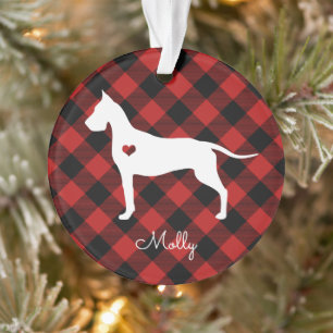 Great Dane Christmas Plaid Dog Naam Foto Ornament