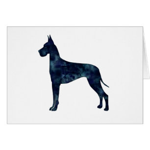 Great Dane Cropped Ear Black Waterverf Silhouette