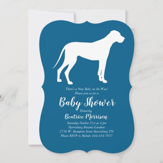 Great Dane Dog Baby shower Blue Boy Kaart (Voorkant)