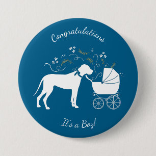 Great Dane Dog Baby shower Ronde Button 7,6 Cm