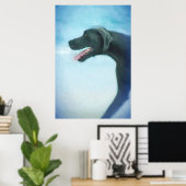 Great Dane Dog DOG BEACH Poster (Thuiskantoor)