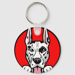 Great Dane Dog Face Design - Schattige huisdierena Sleutelhanger