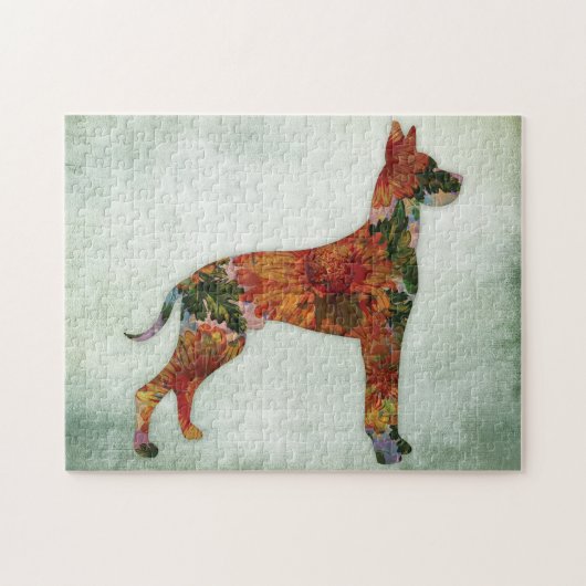 Great Dane Dog Floral on Green Legpuzzel (Horizontaal)