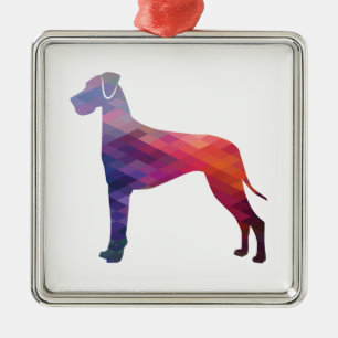 Great Dane Dog Geometric Silhouette Paars Metalen Ornament