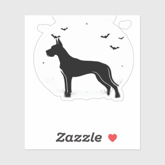 Great Dane Dog – Halloween Moon Silhouette Classic Sticker (Vel)
