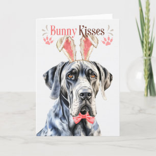 Great Dane Dog in Bunny Ears voor Pasen Feestdagen Kaart