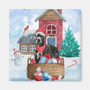 Great Dane Dog in het sneeuwbalhuis Magneet
