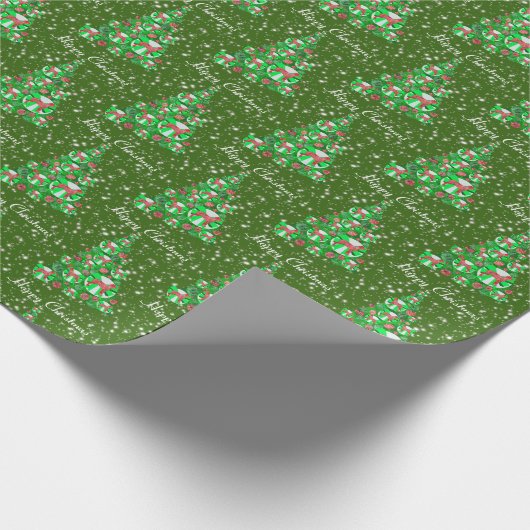 Great Dane Dog-kerstboomvakantie Groen Cadeaupapier (Hoek)