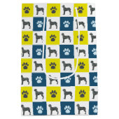 Great Dane Dog & Paw Print Yellow Grid Silhouette Medium Cadeauzakje (Achterkant)