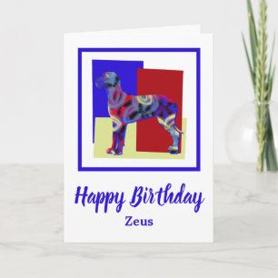 Great Dane Dog Red Blue Yellow Birthday Kaart