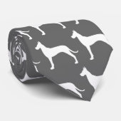 Great Dane Dog Silhouettes Grey and White Stropdas (Opgerold)