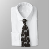Great Dane Dog Silhouettes Pattern Grey and Black Stropdas (Gebonden)