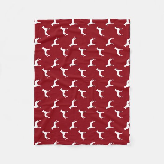 Great Dane Dog Silhouettes Pattern Red en White Fleece Deken (Voorkant)