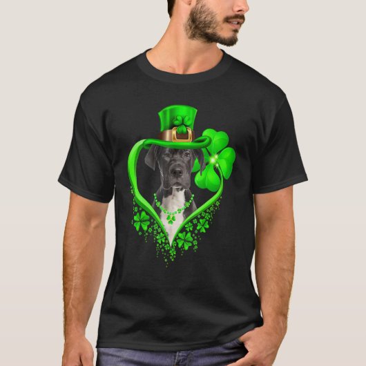 Great Dane Dog St Patricks Day Lover Irish Shamroc T-shirt (Voorkant)