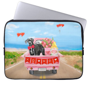 Great Dane Dog Valentijnsdag Truck Laptop Sleeve