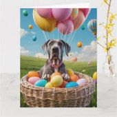 Great Dane Easter Eggs Kaart (Gele Bloem)