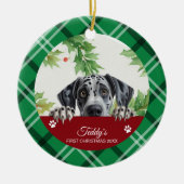 Great Dane Gepersonaliseerde Eerste Kerstmis Keramisch Ornament (Voorkant)