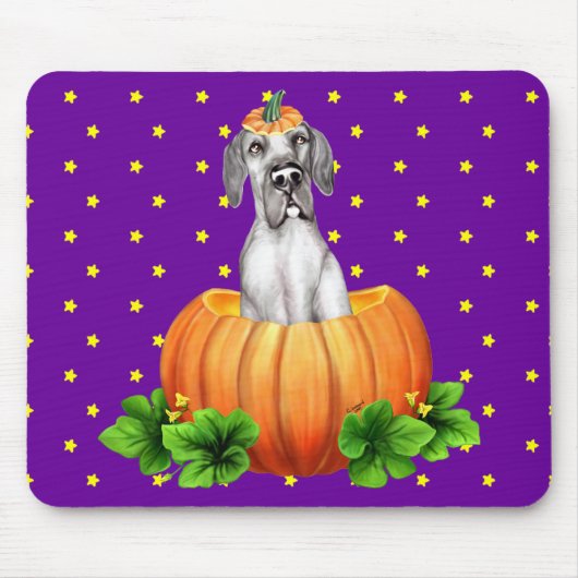 Great Dane Halloween Black UC Dane-O-Lantern Muismat (Voorkant)