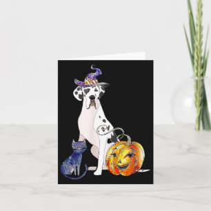 Great Dane Halloween hond Harlekijn Kaart