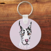Great Dane Harle Cropped Pup Sleutelhanger (Voorkant)