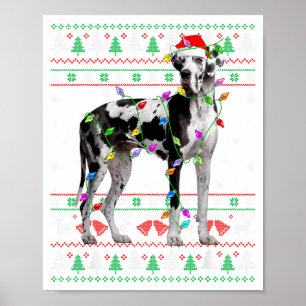 Great Dane Harlekijn Hond Kerst Misvormde Trui Li Poster