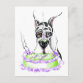 Great Dane Harlequin Birthday Cake Briefkaart (Voorkant)
