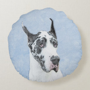 Great Dane (Harlequin) schilderen - Oorspronkelijk Rond Kussen