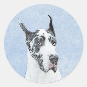 Great Dane (Harlequin) schilderen - Oorspronkelijk Ronde Sticker