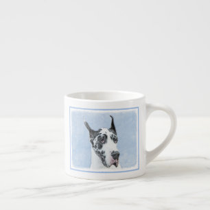 Great Dane (Harlequin) Schilderij - Originele Hond Espresso Kop