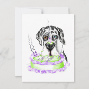Great Dane Harlequin UC Birthday Cake Kaart