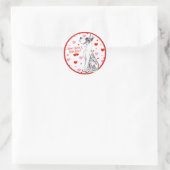 Great Dane Harlequin Valentijnsdag Kiss Ronde Sticker (Tas)