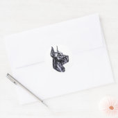 Great Dane Head-studie zwart Ronde Sticker (Envelop)