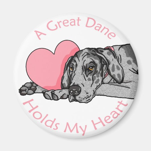 Great Dane Holds Heart Merle UC Magneet (Voorkant)