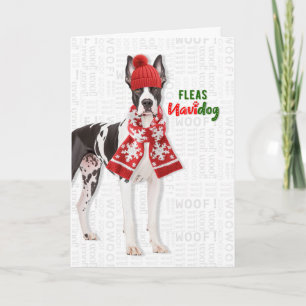 Great Dane Hond Grappige Vlooien Navidog Kerstmis Feestdagen Kaart