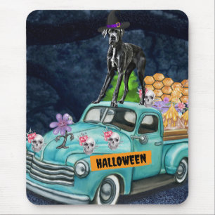 Great Dane Hond Halloween Truck Schrik Nacht  Muismat
