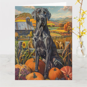 Great Dane Hond Herfst Oogst Dankdag Kaart