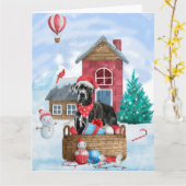 Great Dane-hond in sneeuw Kerstmis Hondenhok Kaart (Gele Bloem)