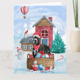 Great Dane-hond in sneeuw Kerstmis hondenhok Kaart