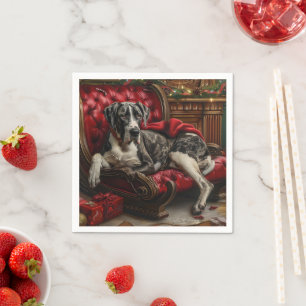 Great Dane Hond Kerst Feestelijk Servet