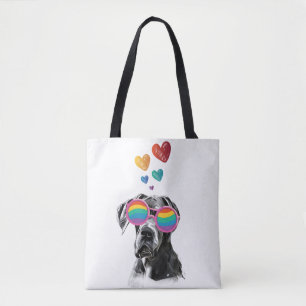 Great Dane-hond met harten Valentijnsdag Draagtas
