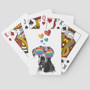 Great Dane-hond met harten Valentijnsdag  Pokerkaarten
