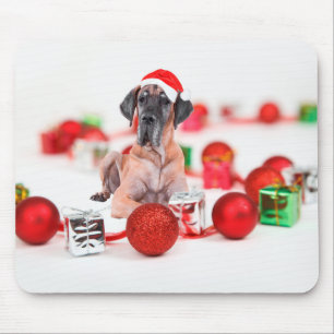 Great Dane-hond met kerstornamenten cadeaus Muismat
