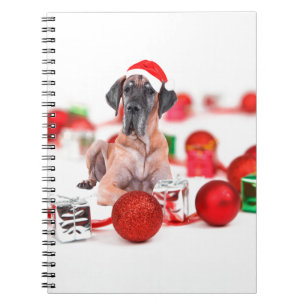 Great Dane-hond met kerstornamenten cadeaus Notitieboek