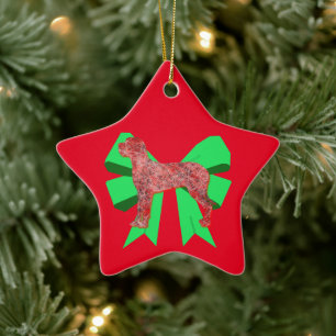 Great Dane-hond Silhouet Groene Strik Kerstmis Keramisch Ornament