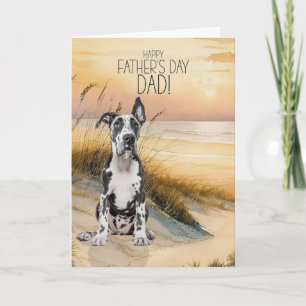 Great Dane-hond Sunset-strand Vaderdag Feestdagen Kaart