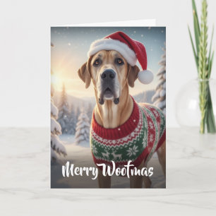 Great Dane Hond Vrolijke Woefmas Gevouwen Vakantie Kaart