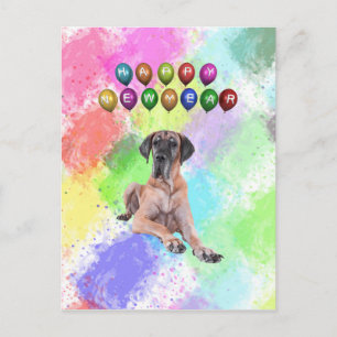 Great Dane-hond wenst een gelukkig nieuwjaar Feestdagenkaart